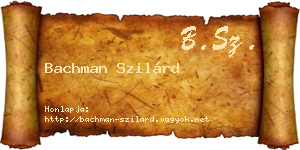Bachman Szilárd névjegykártya